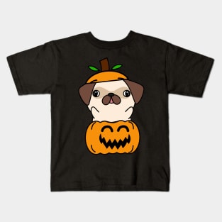 Funny pug is in a pumpkin Kids T-Shirt